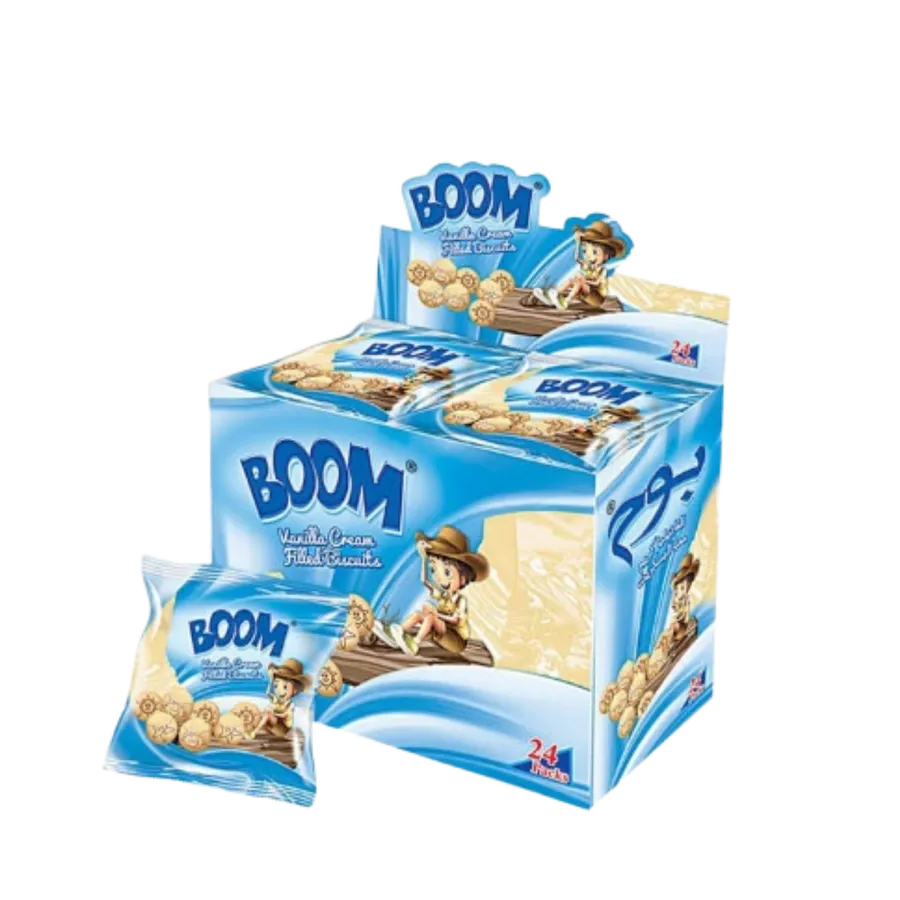 Boom Chocolate Filled Biscuits Vanilla