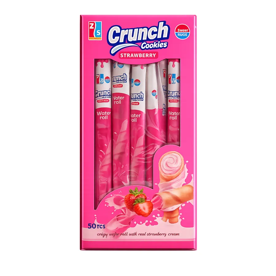 Crunch Cookies Strawberry Wafer Roll